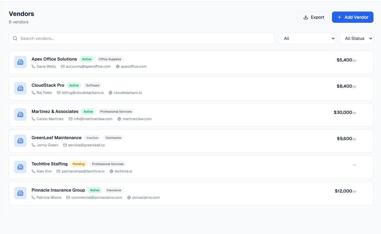 Vendor Directory